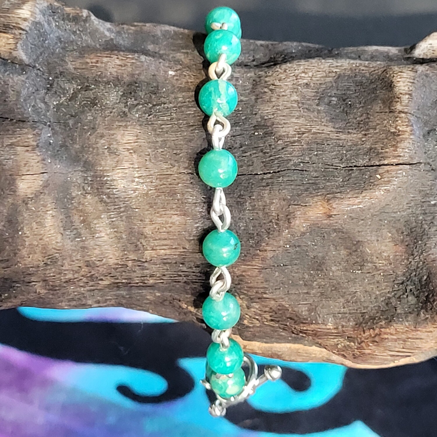 Amazonite and Sterling Silver Linked Bracelet