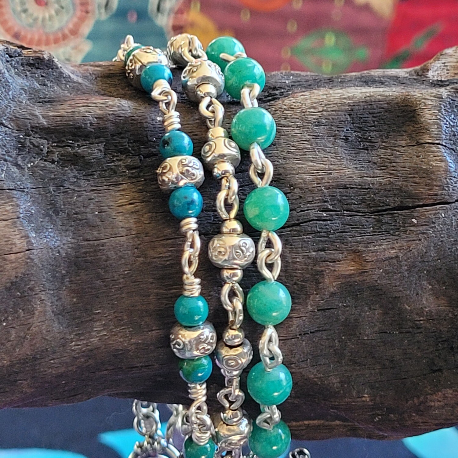 Amazonite and Sterling Silver Linked Bracelet