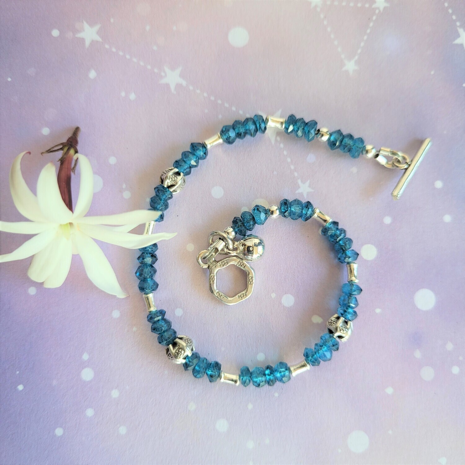 Venus Pixie Bracelet - Dainty London Blue Topaz and Silver Bracelet