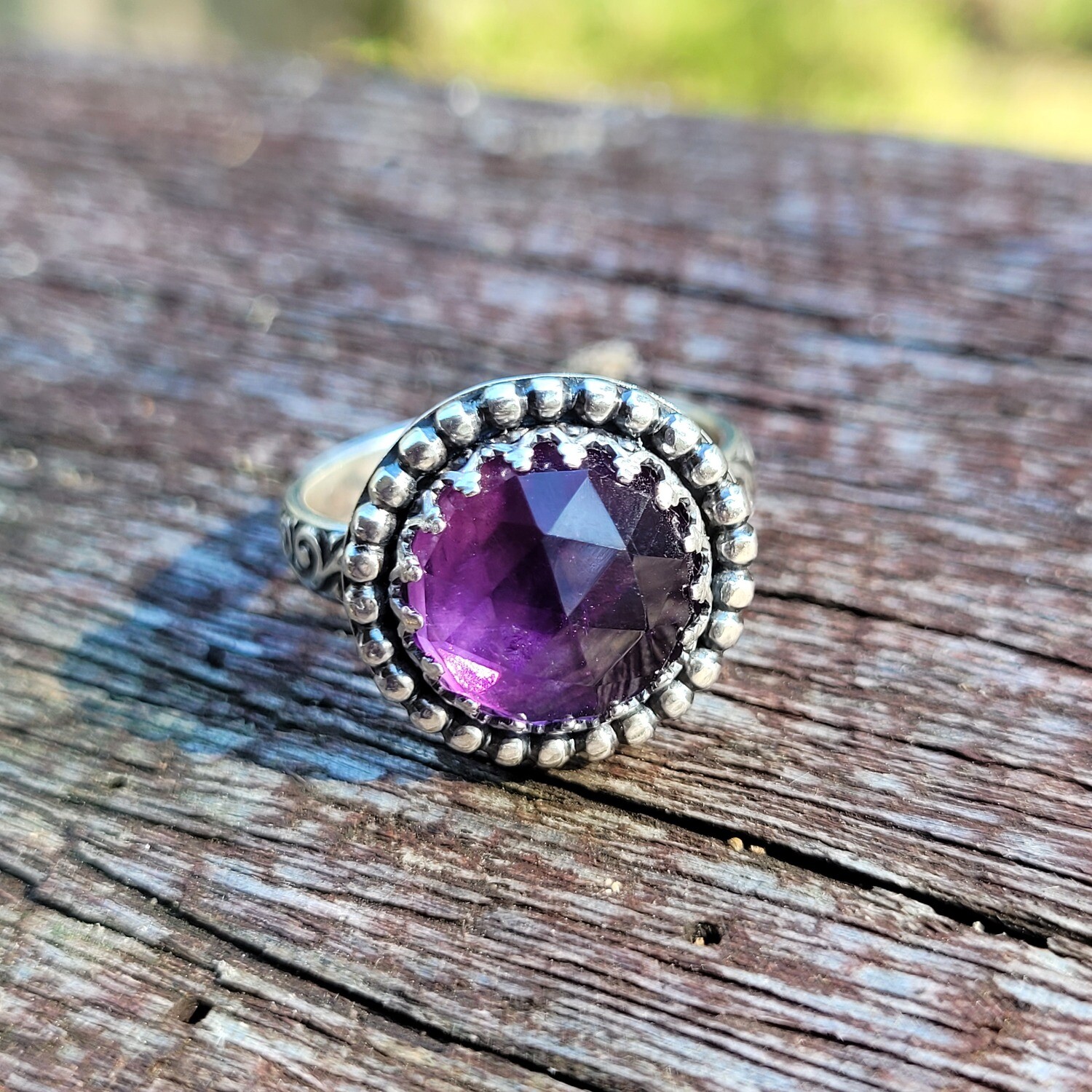 &#39;Celestial Moon&#39; Amethyst and Sterling Silver Ring