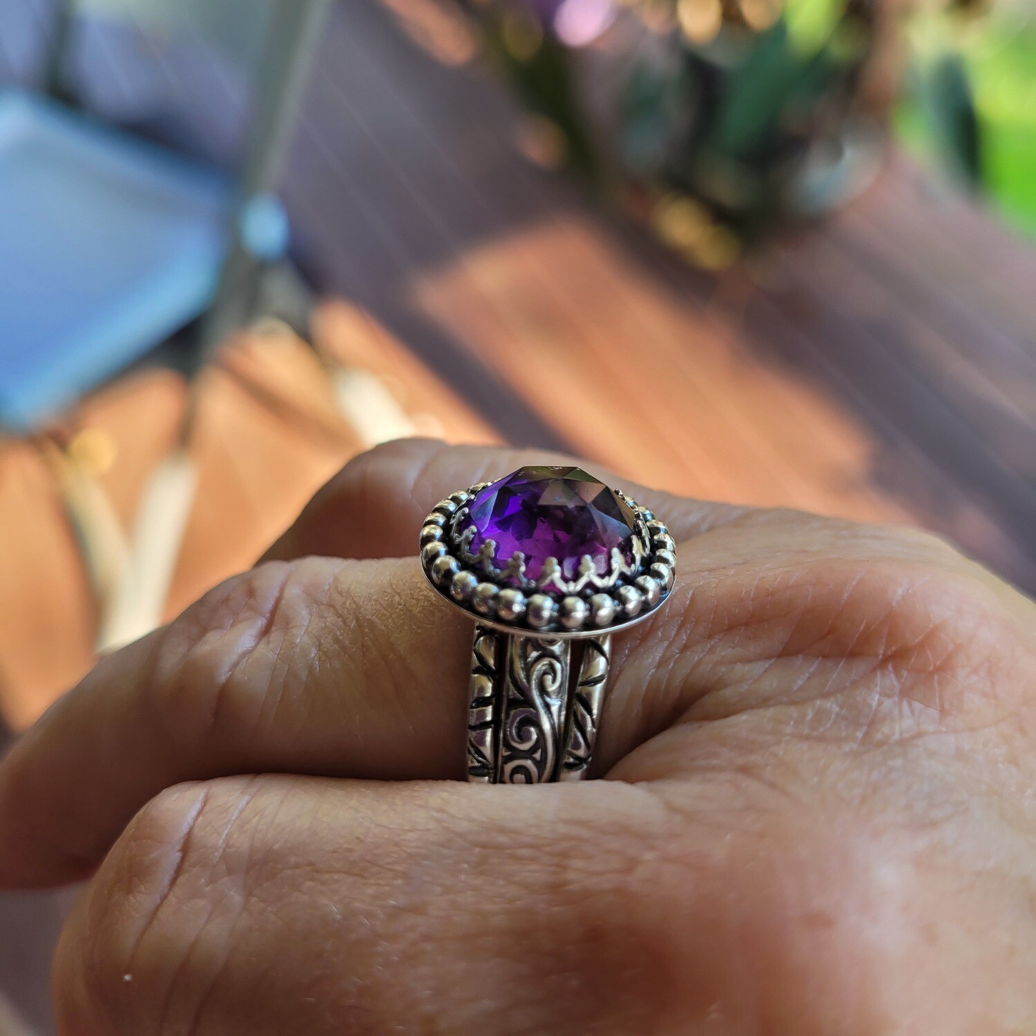 &#39;Celestial Moon&#39; Amethyst and Sterling Silver Ring