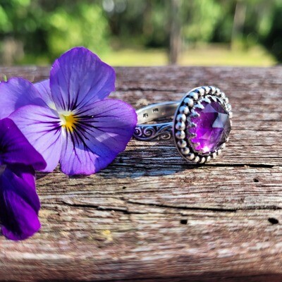 &#39;Celestial Moon&#39; Amethyst and Sterling Silver Ring