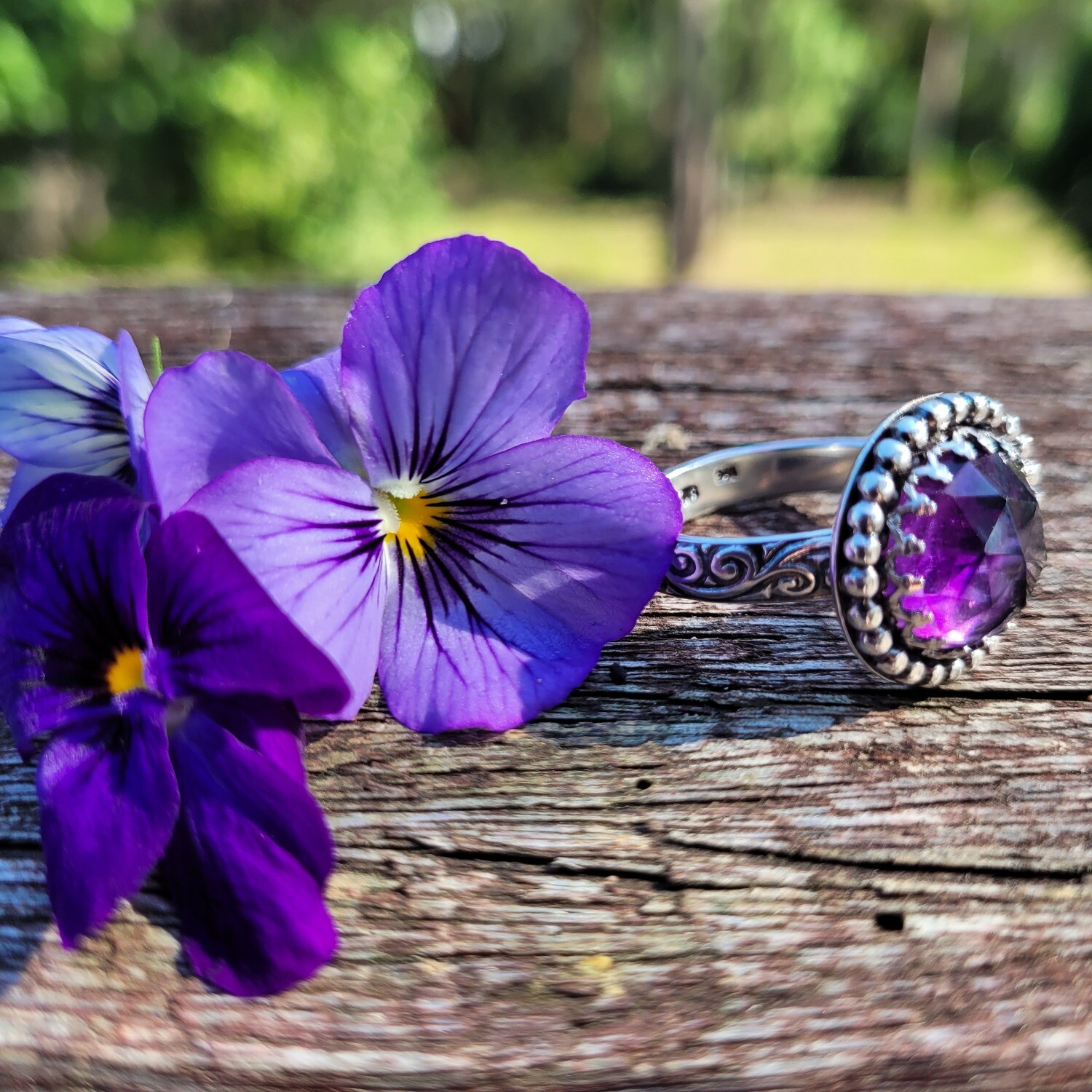 &#39;Celestial Moon&#39; Amethyst and Sterling Silver Ring