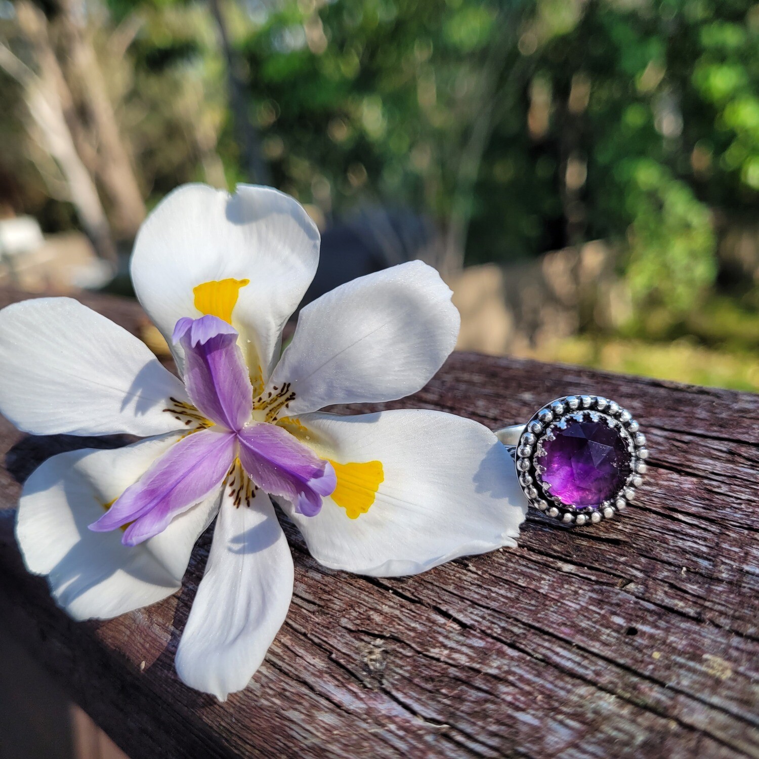 &#39;Celestial Moon&#39; Amethyst and Sterling Silver Ring
