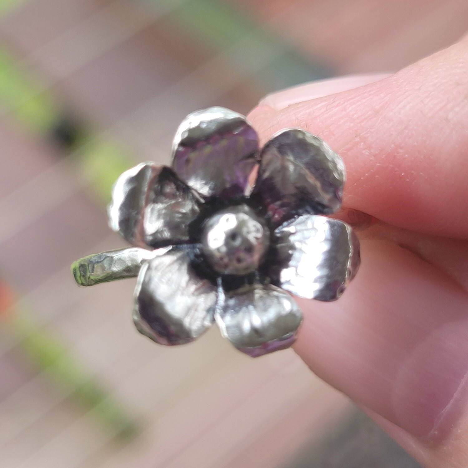 Whimsical Sterling Silver Flower Ring