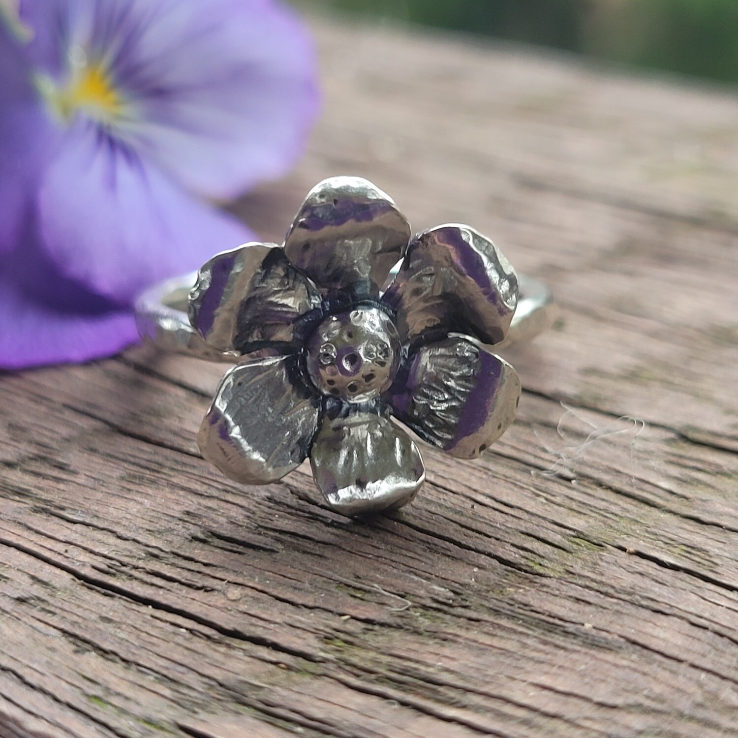 Whimsical Sterling Silver Flower Ring