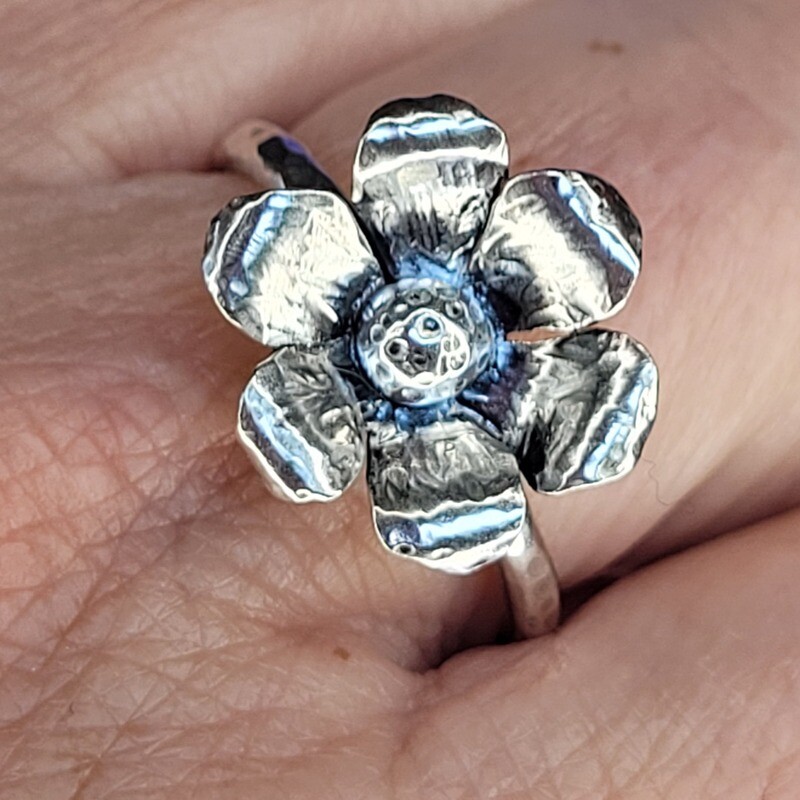 Whimsical Sterling Silver Flower Ring