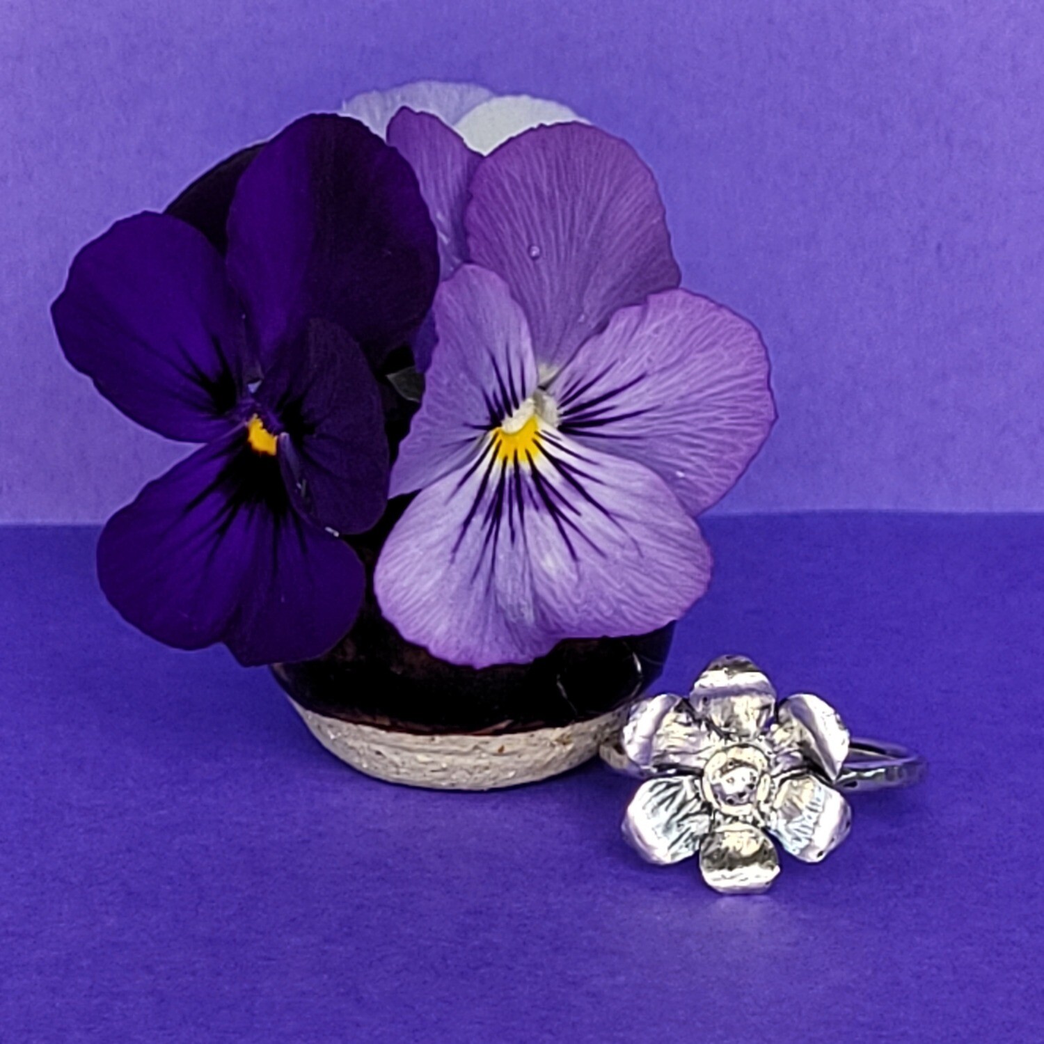 Whimsical Sterling Silver Flower Ring