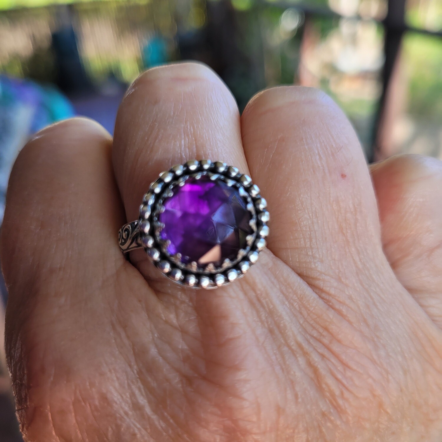 &#39;Celestial Moon&#39; Amethyst and Sterling Silver Ring