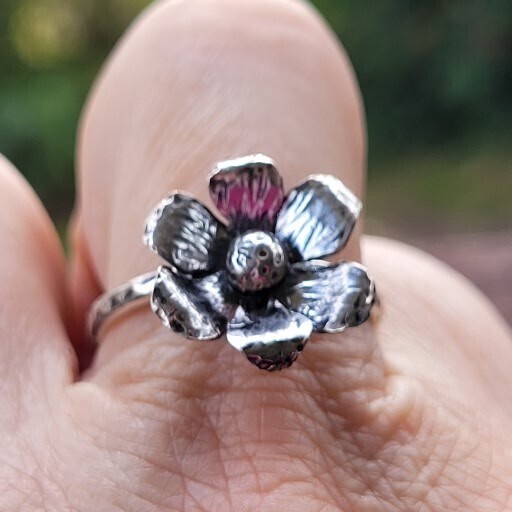Whimsical Sterling Silver Flower Ring