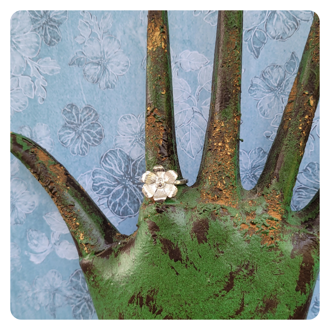 Whimsical Sterling Silver Flower Ring