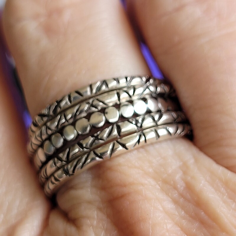 &#39;Round the Moon&#39; Sterling Silver Stacker Rings