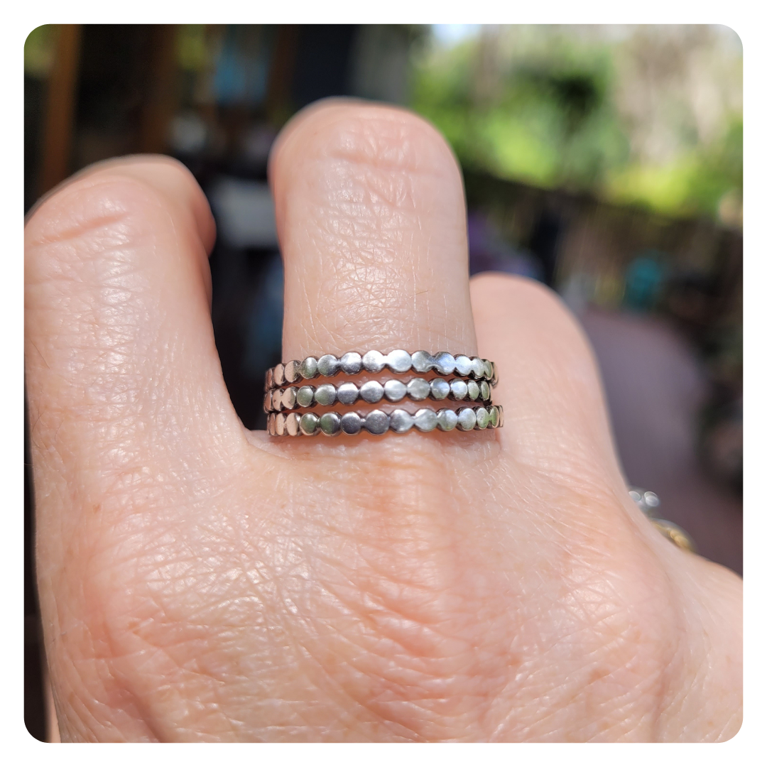 &#39;Round the Moon&#39; Sterling Silver Stacker Rings