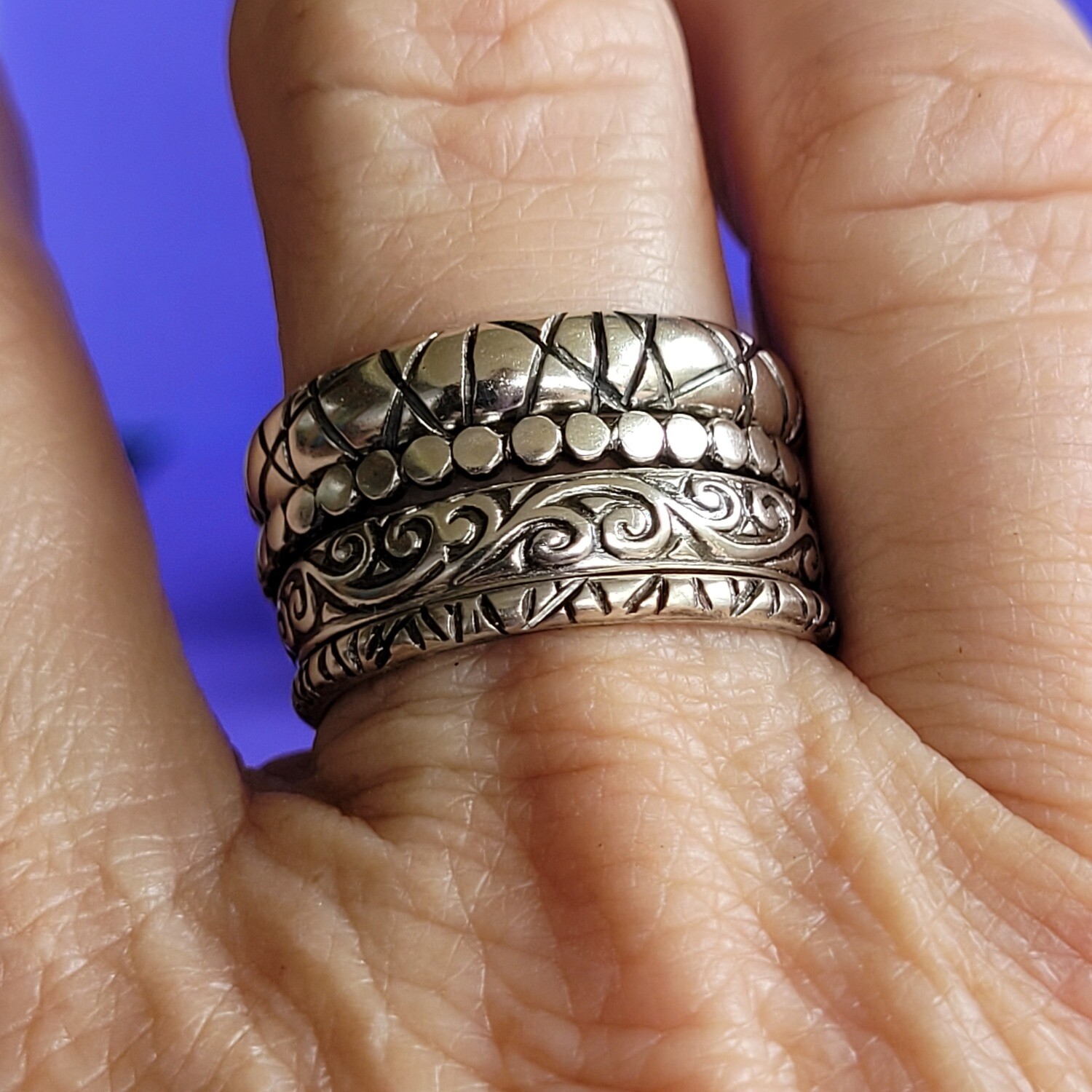 &#39;Round the Moon&#39; Sterling Silver Stacker Rings