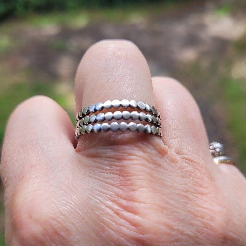 &#39;Round the Moon&#39; Sterling Silver Stacker Rings