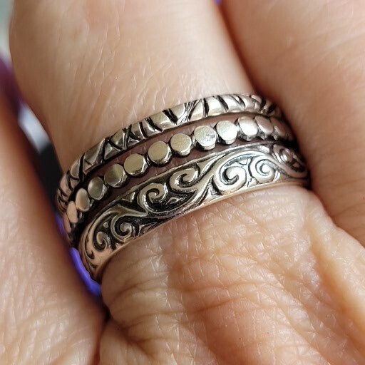 &#39;Vintage Vibe&#39; Sterling Silver Stacker Ring