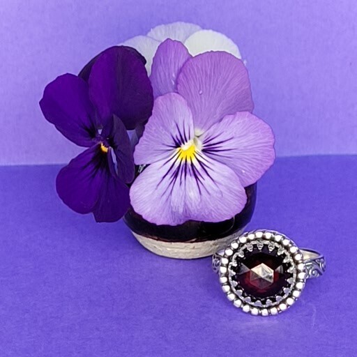 &#39;Celestial Moon&#39; Garnet and Sterling Silver Ring