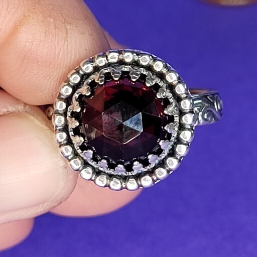 &#39;Celestial Moon&#39; Garnet and Sterling Silver Ring