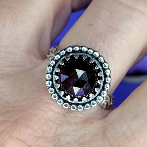 &#39;Celestial Moon&#39; Garnet and Sterling Silver Ring