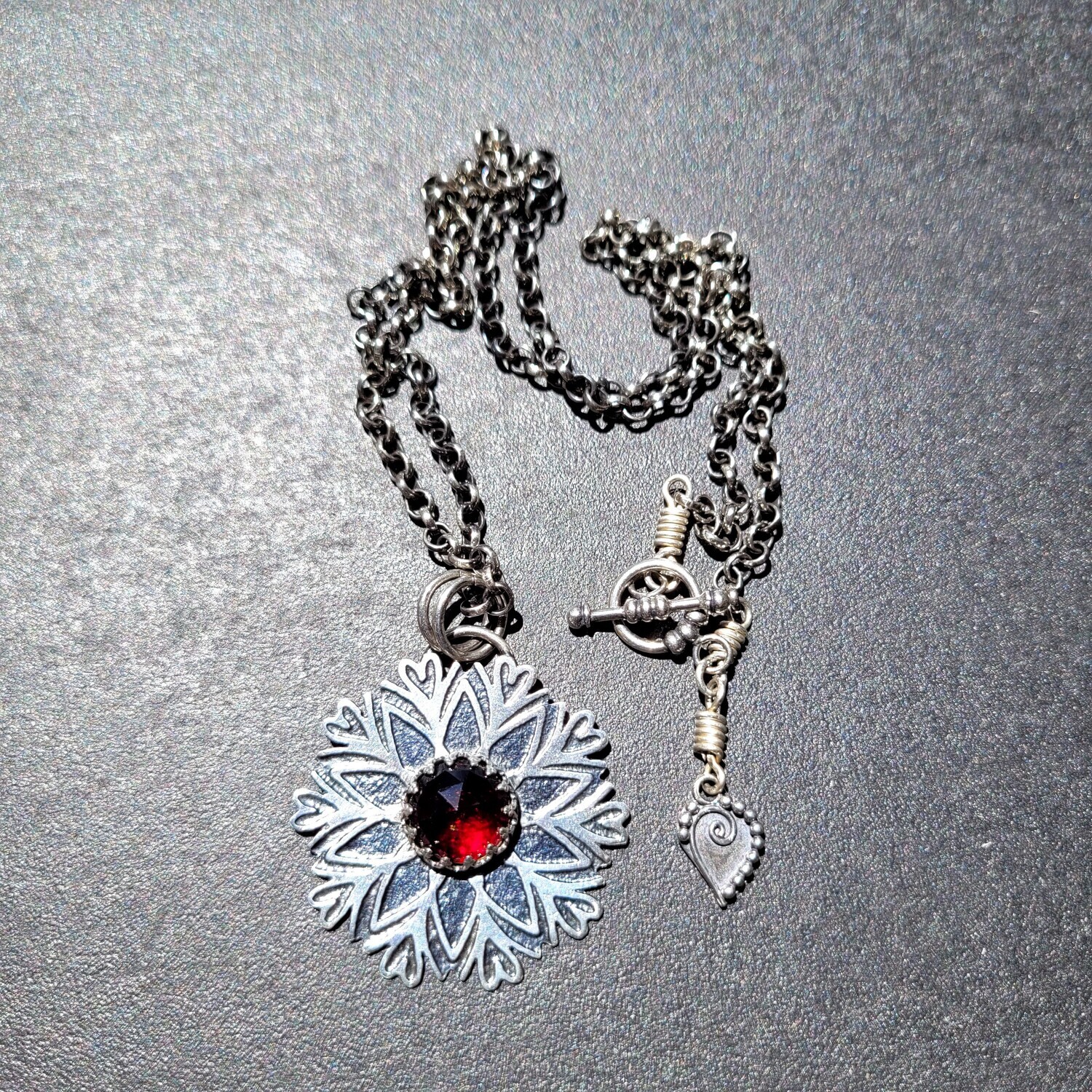 &#39;Heart Mandala&#39; Sterling Silver Etched Pendant
