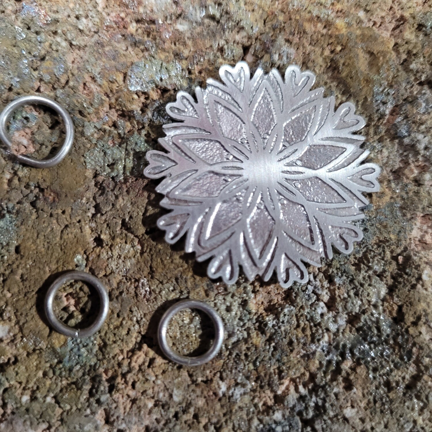 &#39;Heart Mandala&#39; Sterling Silver Etched Pendant