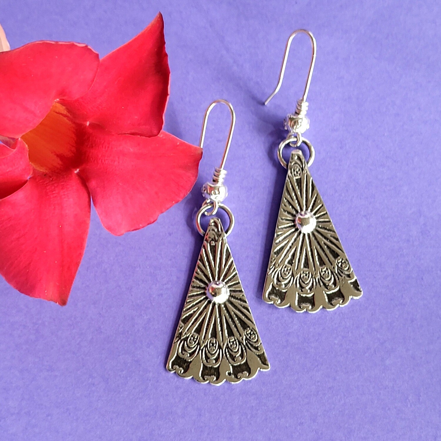 &#39;Buddha Mandala&#39; Etched Sterling Silver Earrings 