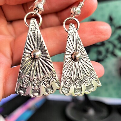 &#39;Buddha Mandala&#39; Etched Sterling Silver Earrings 