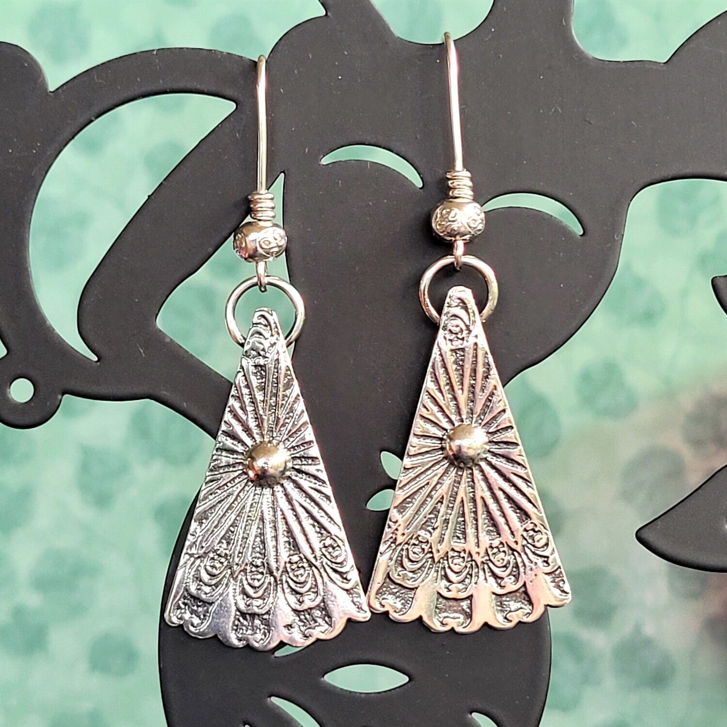 &#39;Buddha Mandala&#39; Etched Sterling Silver Earrings 