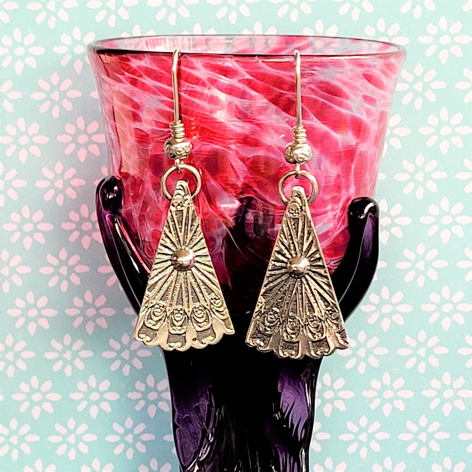 &#39;Buddha Mandala&#39; Etched Sterling Silver Earrings 