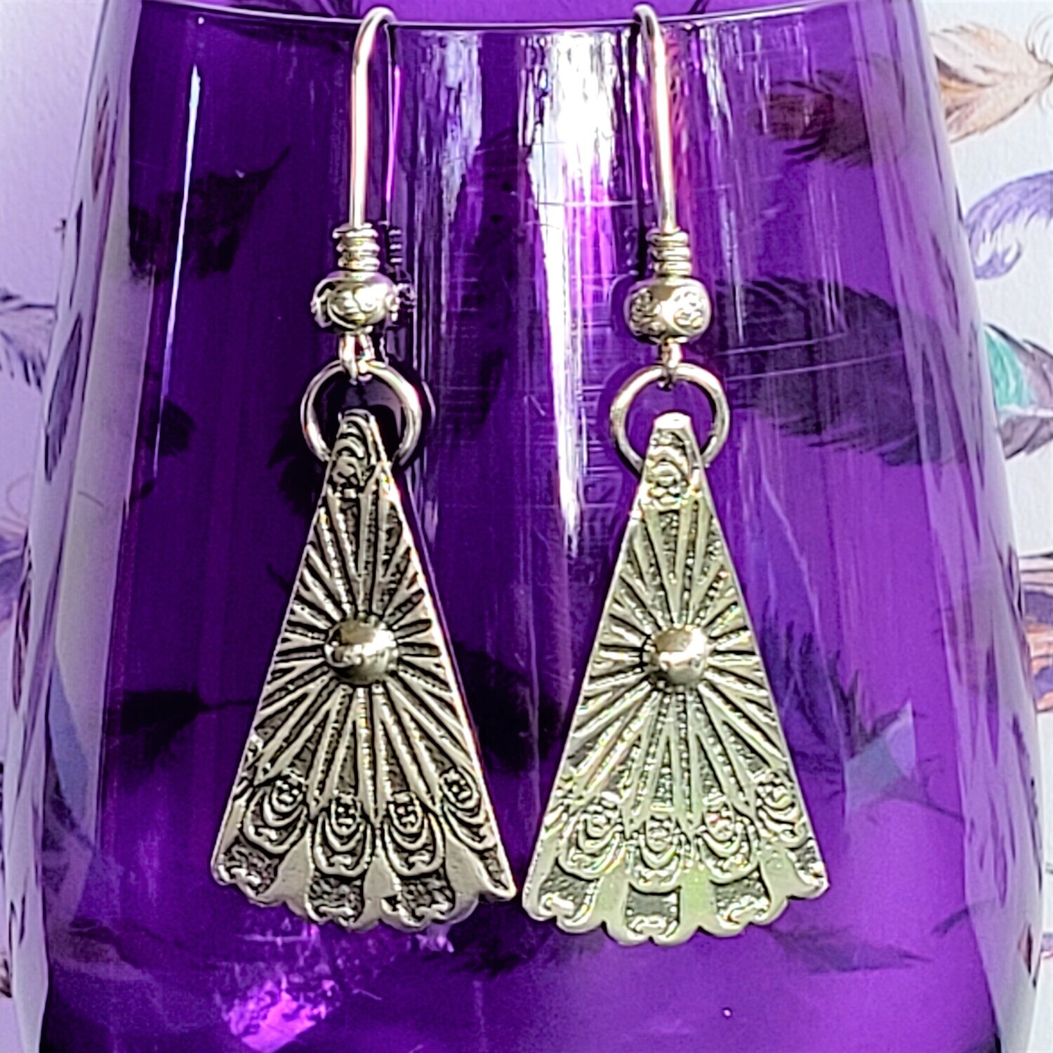&#39;Buddha Mandala&#39; Etched Sterling Silver Earrings 