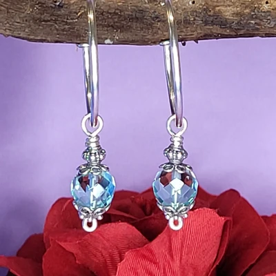 Aquamarine and Sterling Silver Charms for Hoops