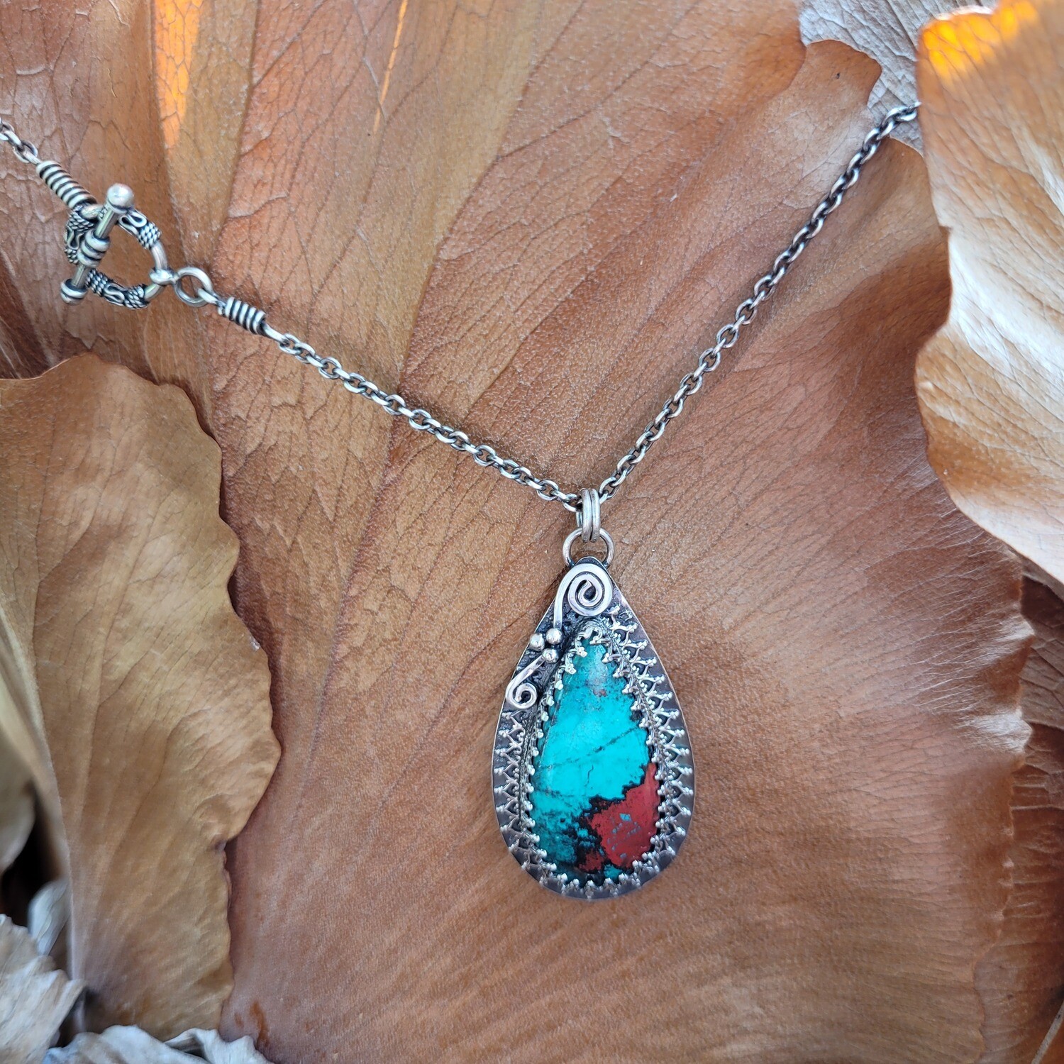 Sonara Sunrise Chrysocolla and Sterling Silver Pendant