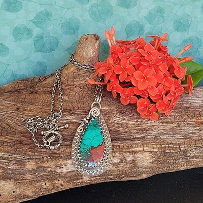 Sonara Sunrise Chrysocolla and Sterling Silver Pendant