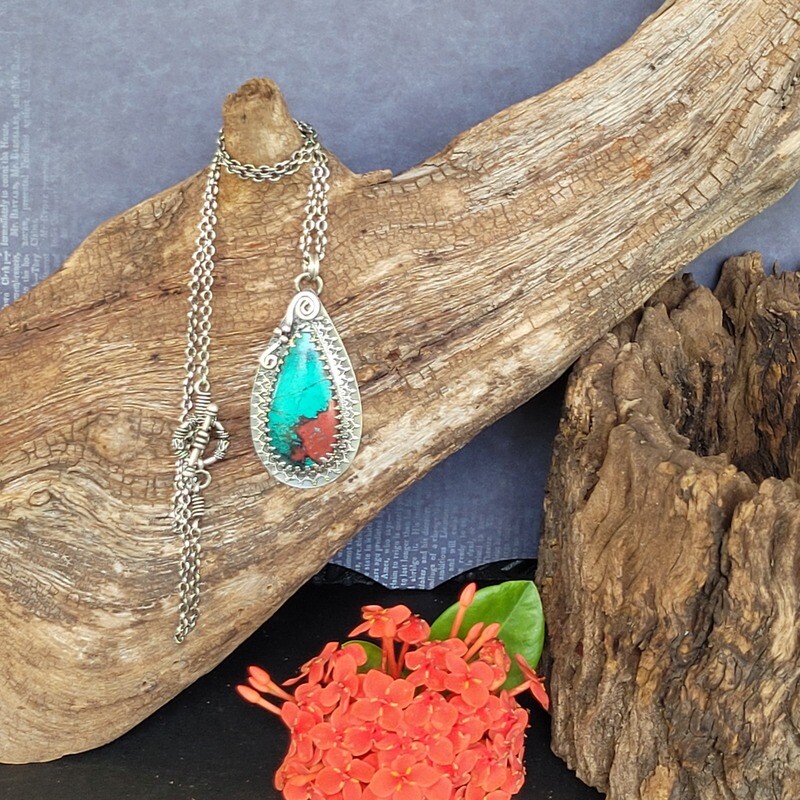 Sonara Sunrise Chrysocolla and Sterling Silver Pendant