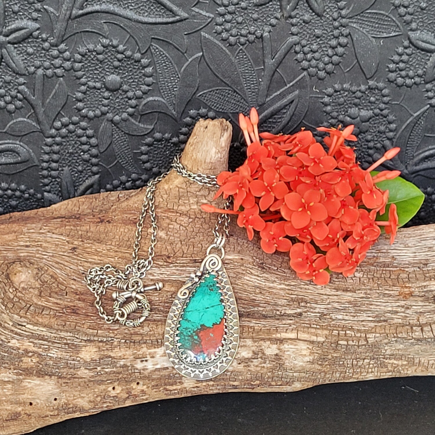 Sonara Sunrise Chrysocolla and Sterling Silver Pendant