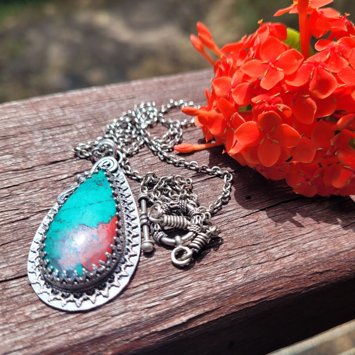 Sonara Sunrise Chrysocolla and Sterling Silver Pendant