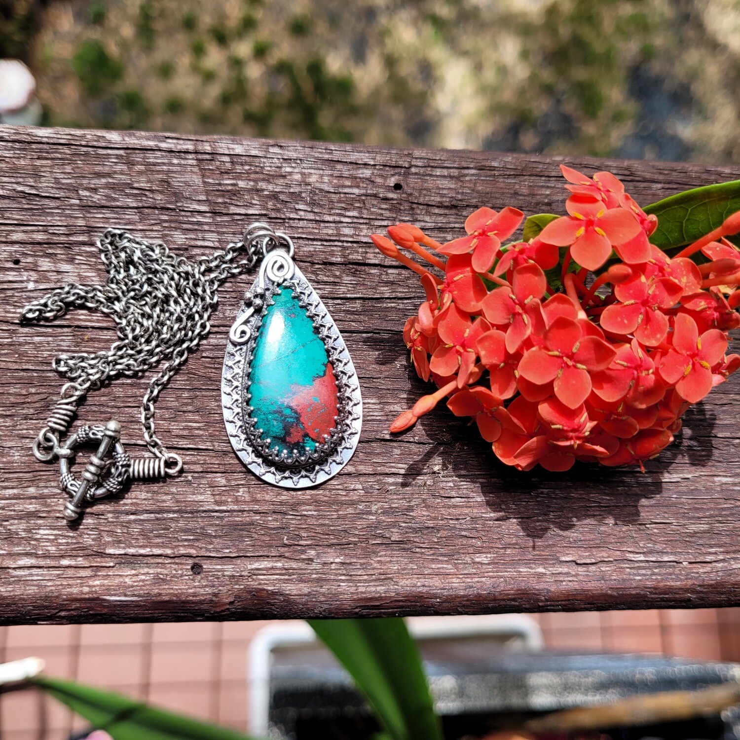 Sonara Sunrise Chrysocolla and Sterling Silver Pendant