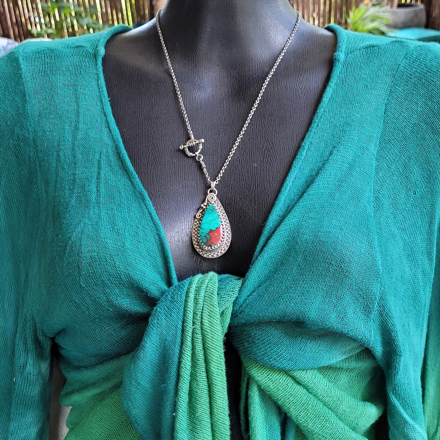 Sonara Sunrise Chrysocolla and Sterling Silver Pendant
