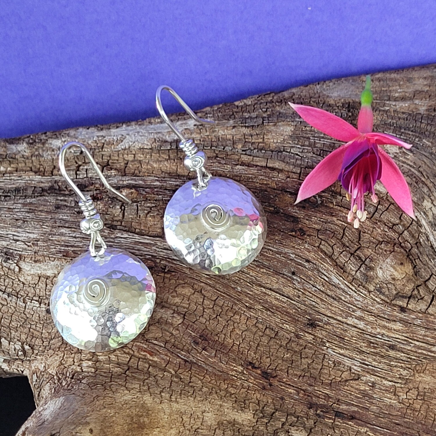 &#39;Luna&#39; Sterling Silver Spiral Domed Earrings 