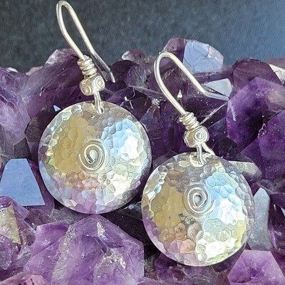 &#39;Luna&#39; Sterling Silver Spiral Domed Earrings 