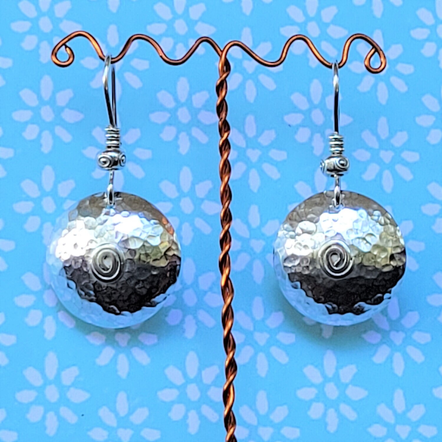 &#39;Luna&#39; Sterling Silver Spiral Domed Earrings 