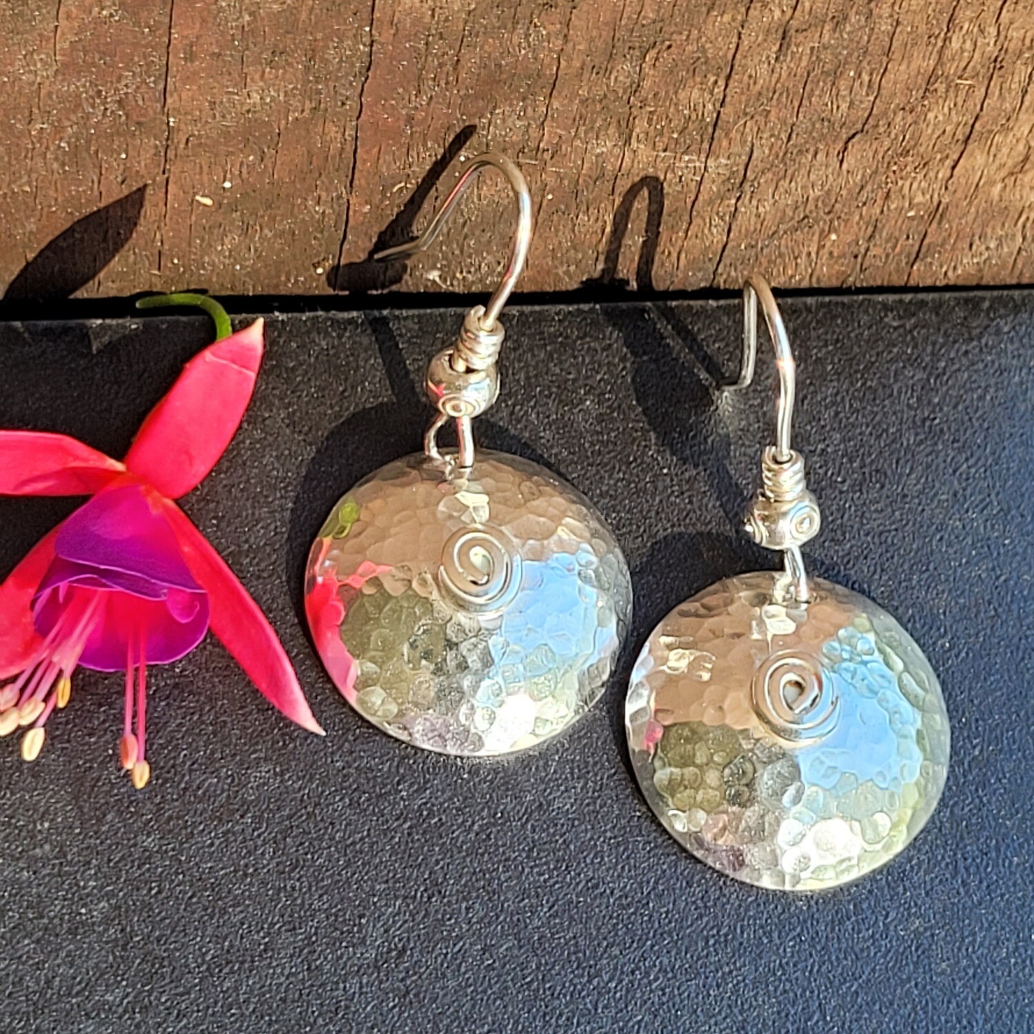 &#39;Luna&#39; Sterling Silver Spiral Domed Earrings 