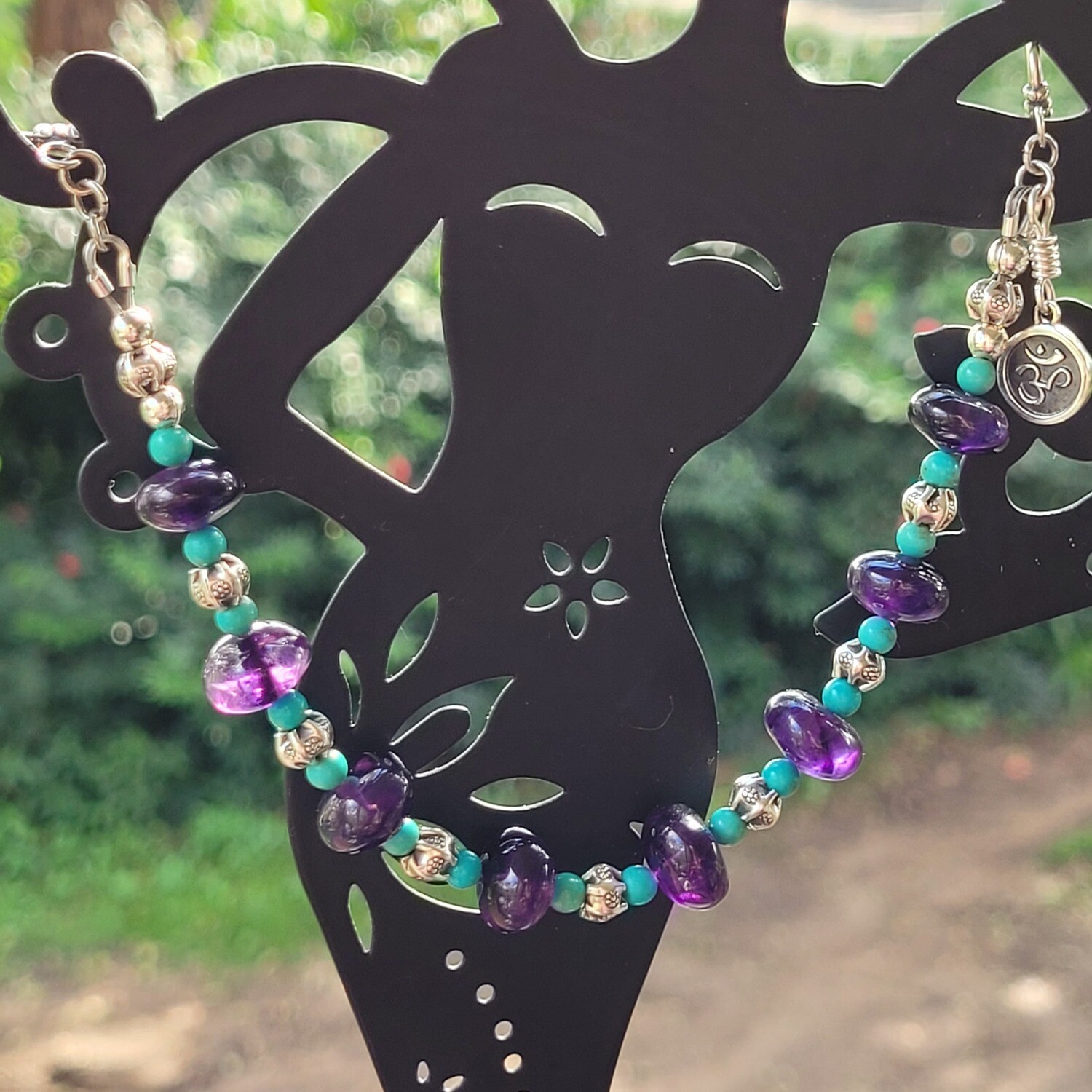 Amethyst, Turquoise and Sterling Silver Bracelet
