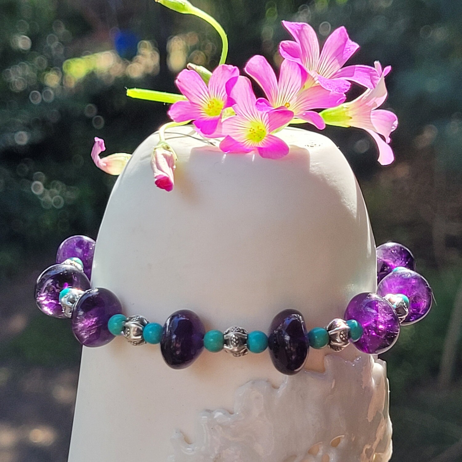 Amethyst, Turquoise and Sterling Silver Bracelet