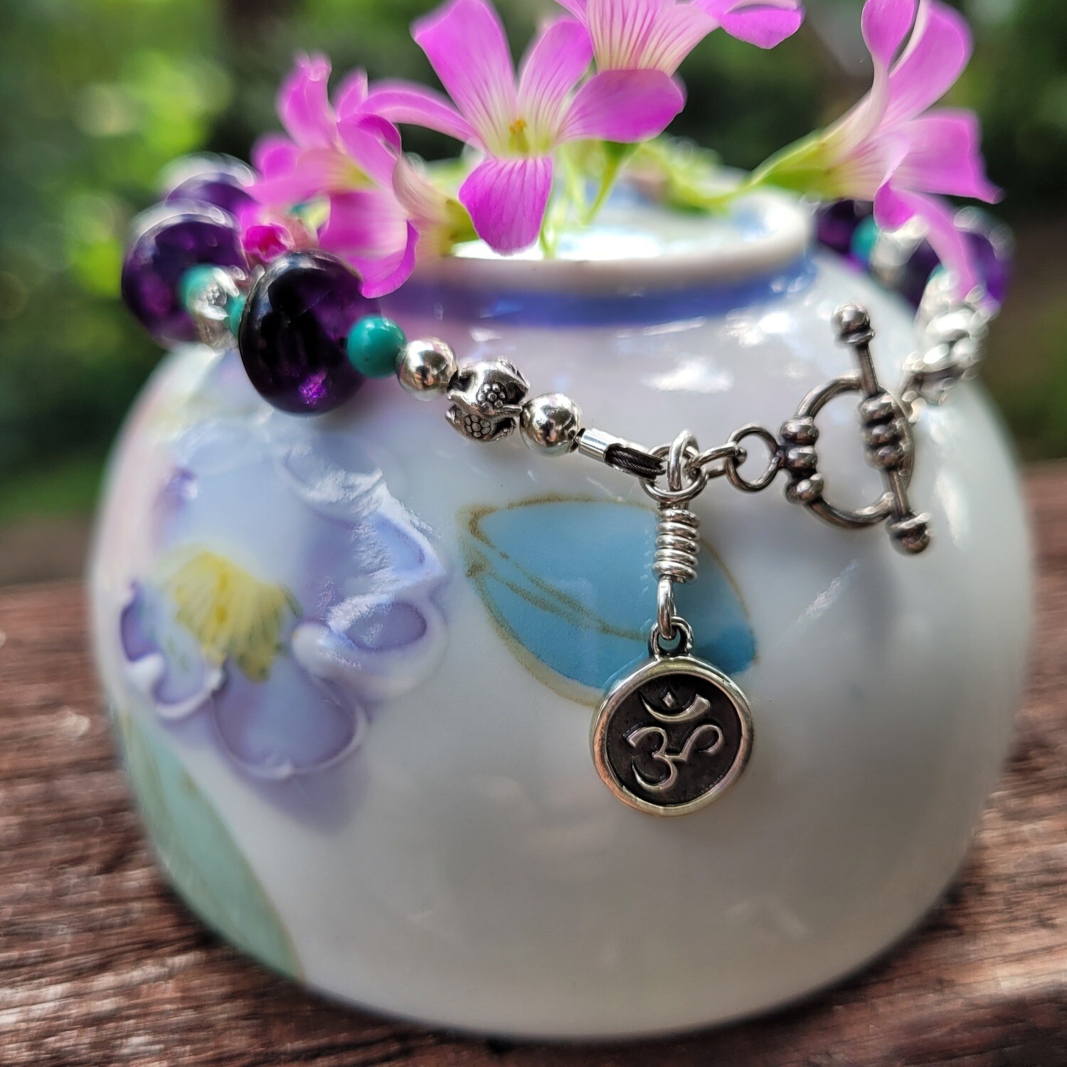 Amethyst, Turquoise and Sterling Silver Bracelet
