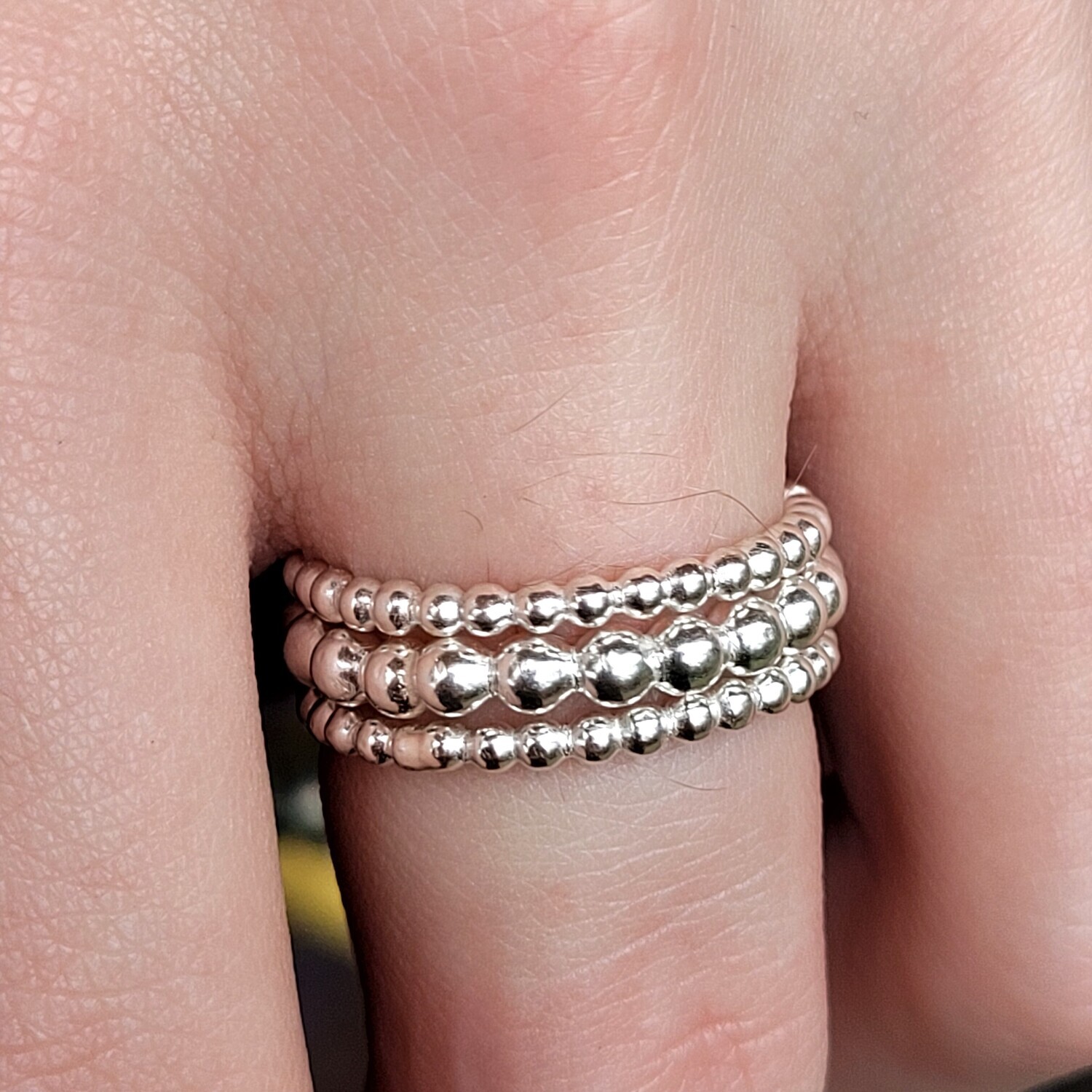 Three &#39;Full Moon&#39; Stacker Rings
