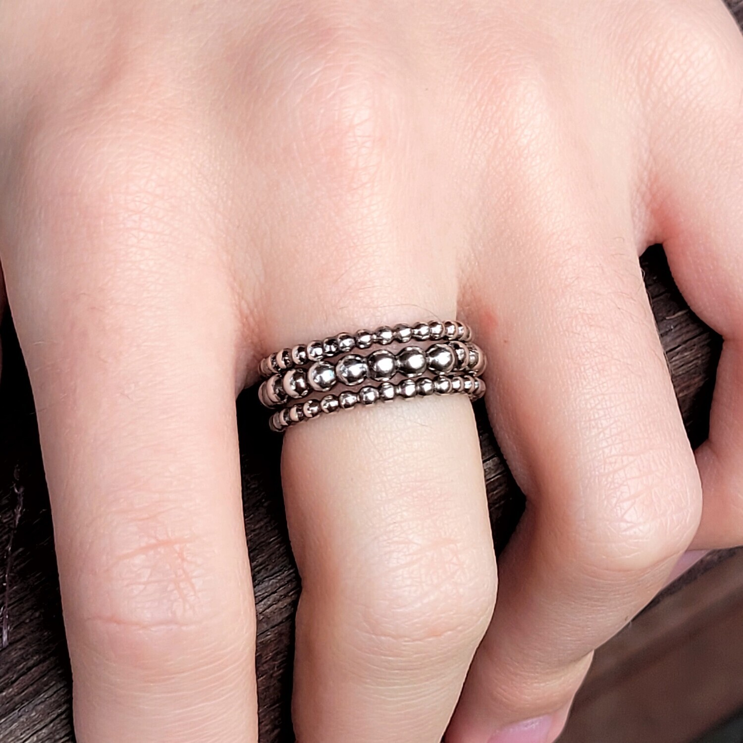 Three &#39;Full Moon&#39; Stacker Rings