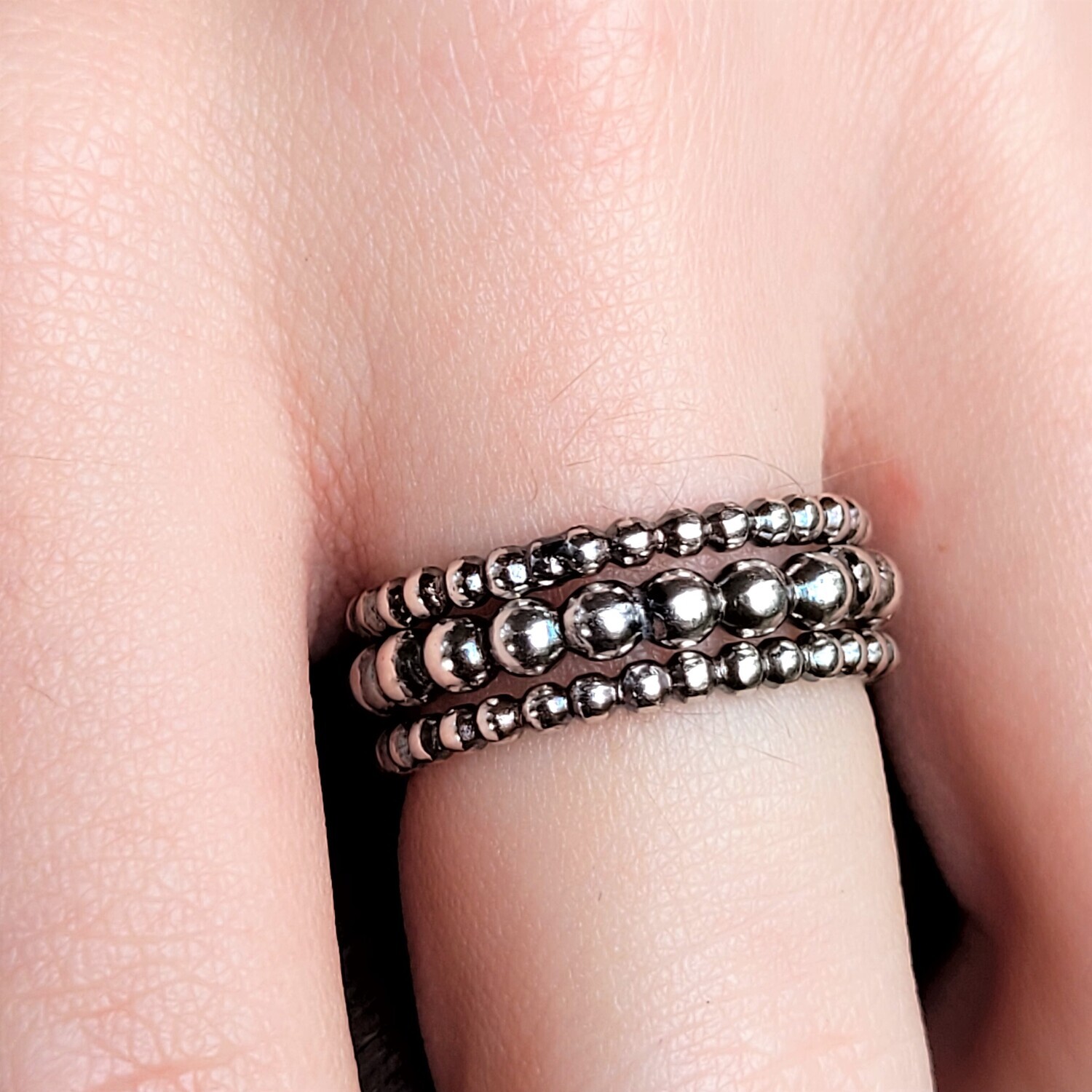 Three &#39;Full Moon&#39; Stacker Rings