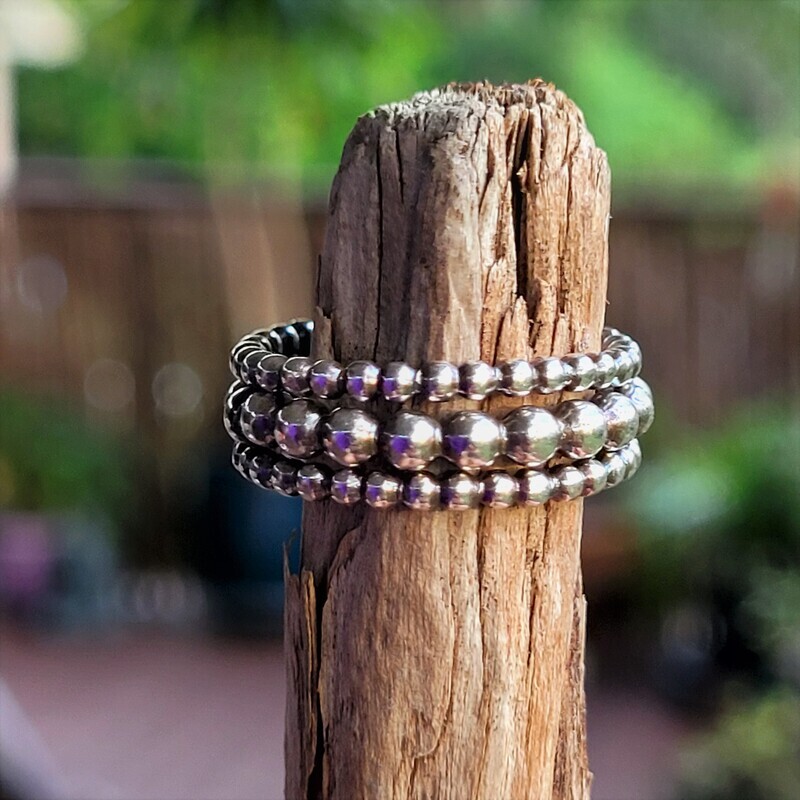 Three &#39;Full Moon&#39; Stacker Rings