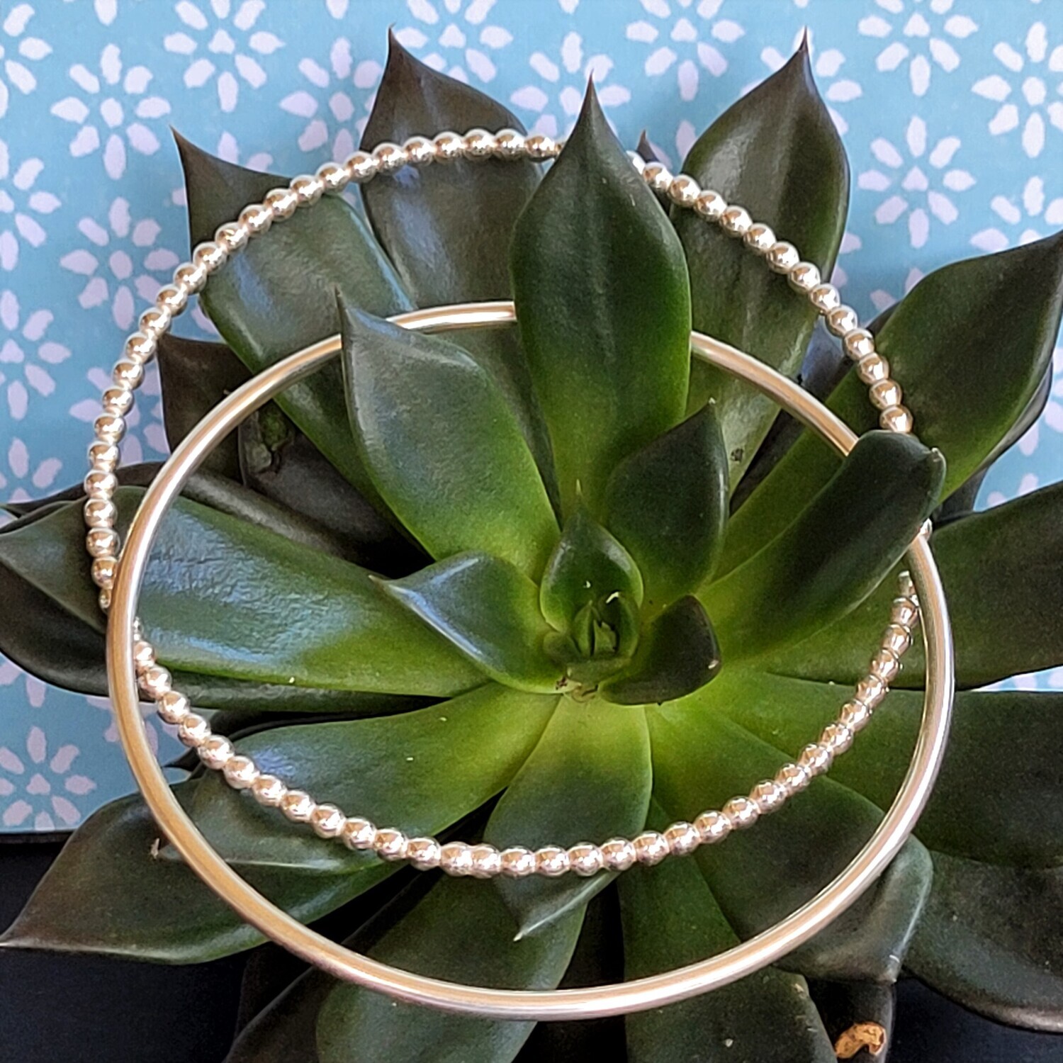 Sterling Silver &#39;Full Moon&#39; Bangle
